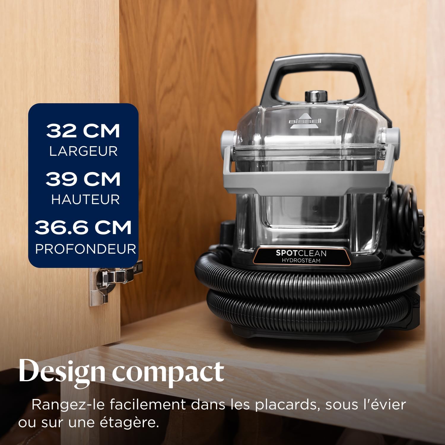 BISSELL SpotClean HydroSteam, Sofa Shampooer, Powerful 1000W Motor, Steam Cleaner with HydroSteam Technology, Cleaner for Rugs, Carpets, Furniture, Fabrics, Car & More, 3689N