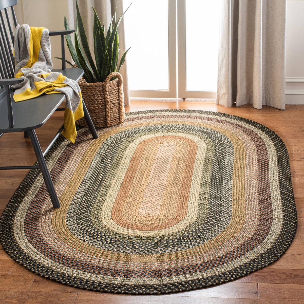 Safavieh Braided Blue/Multi Area Rug; Oval 3' x 5' - Product image 1