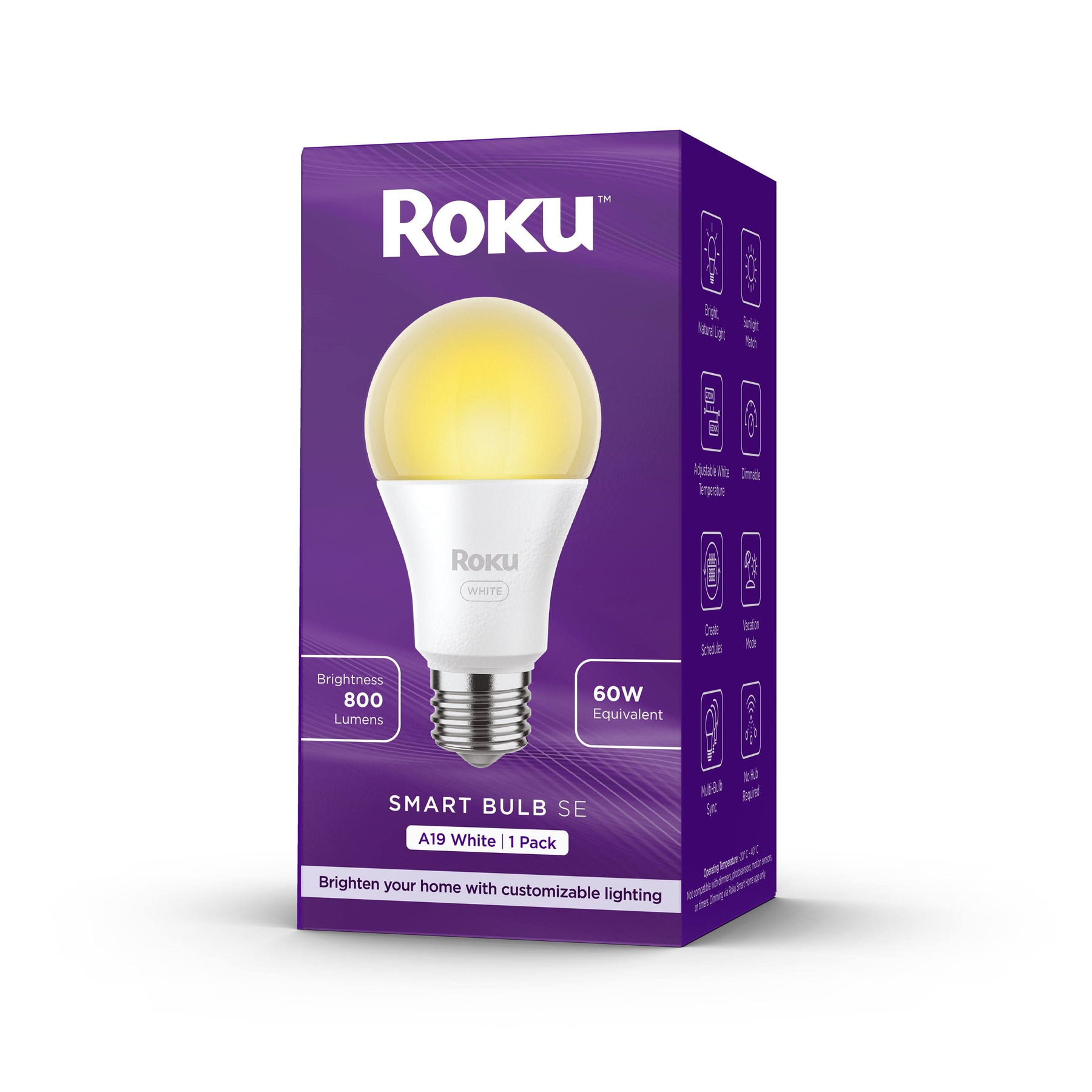 Roku Smart Home Smart Bulb SE (White) 1-Pack with Adjustable Brightness and Temperature - 9.5 Watts BS1000R - Product image 1