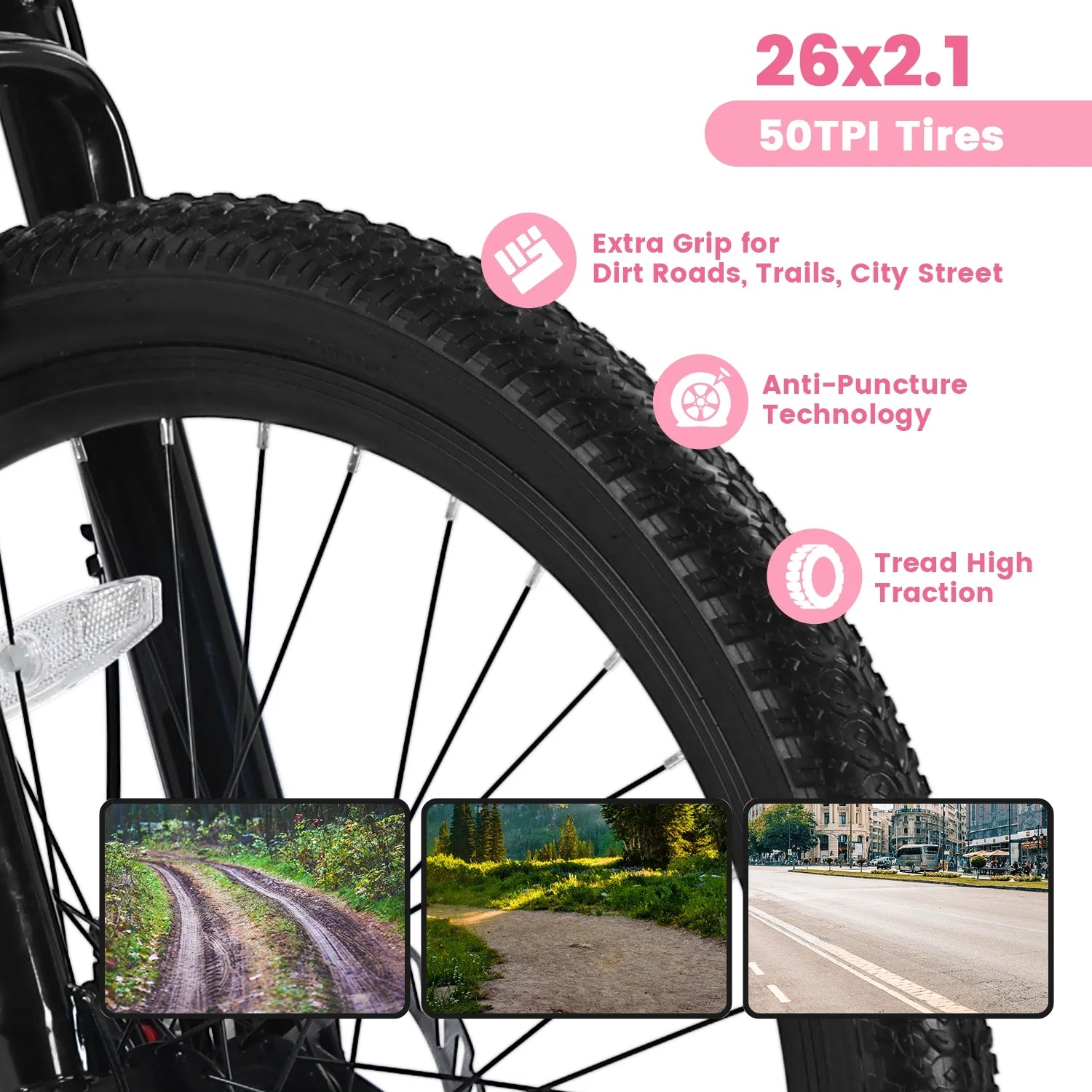 Ecarpat 26 in Mountain Bike Adults Womens Mountain Bicycles with Dual Disc Brakes Shimano 21 - Product image 7