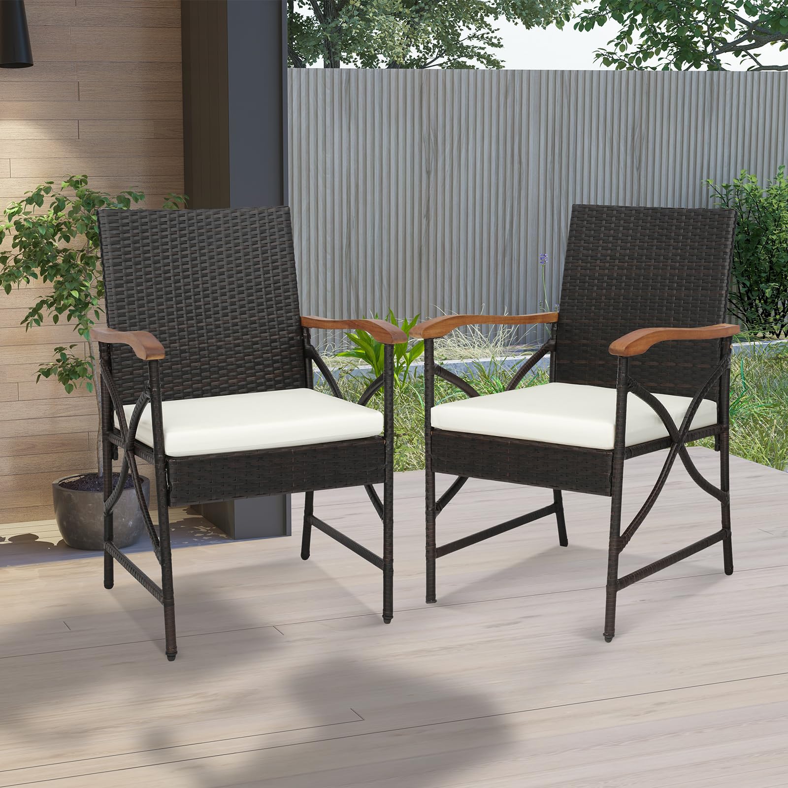 Tangkula Patio Wicker Chair Set of 2, Outdoor PE Rattan Chairs - Product image 2
