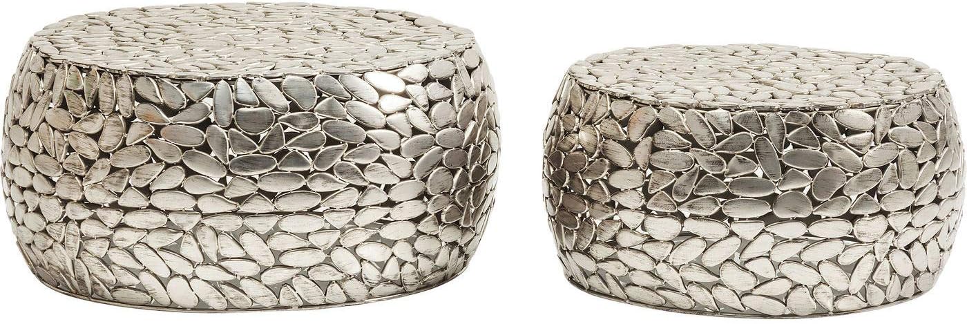 Kare Design Pebbles Deluxe Coffee Table, Steel, Silver, Diameter 66/56 cm, Living room coffee table set of 2, Furniture, Interior Decoration, Bedroom Decoration, Home