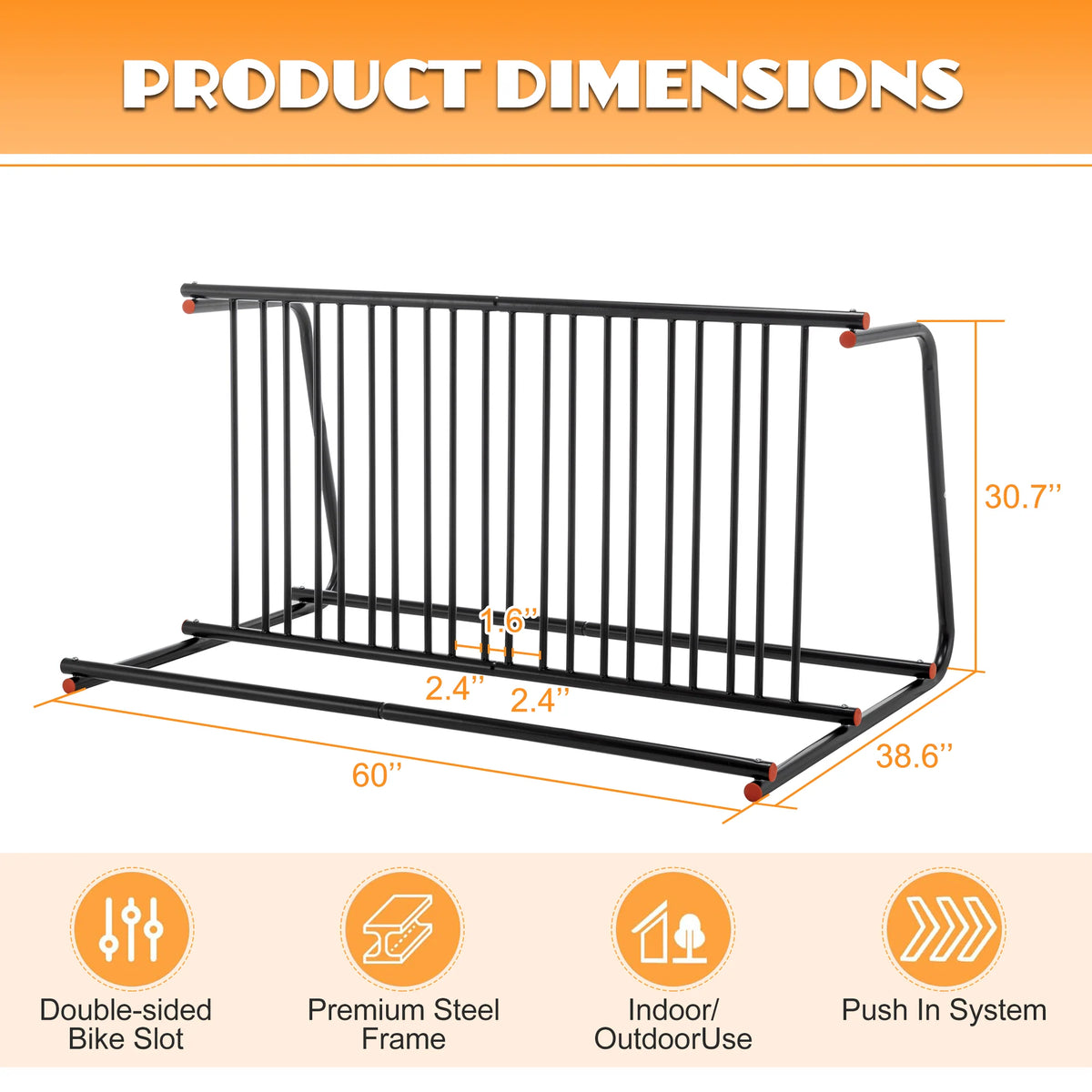 AECOJOY Commercial Floor Bike Rack Stand, 10-Bike Capacity Dual Sided Bicycle Storage Stand Floor Parking - Product image 4