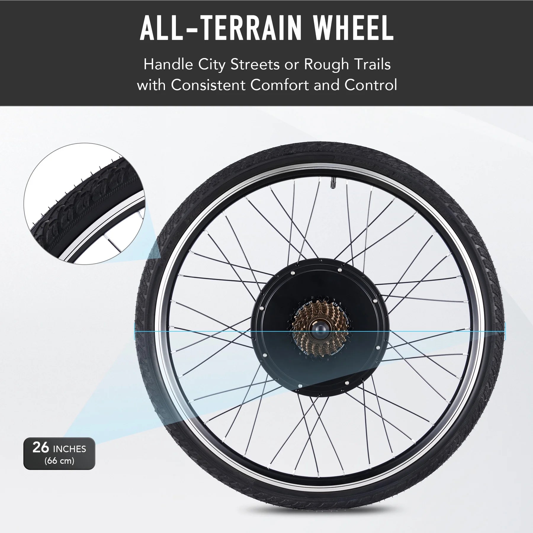 Viribus Electric Bike Conversion Kit 26" Rear Wheel 1000W Hub Motor LCD Ebike DIY Set - Product image 12