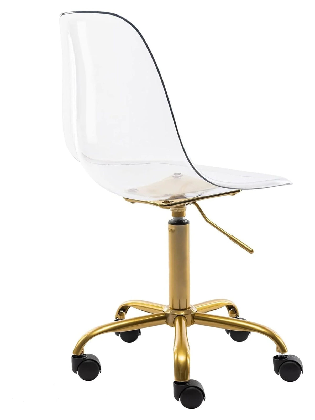 Echoworld Clear Rolling Chair, Armless Desk Chair with Golden Feet Swivel Molded Plastic Shell Adjustable - Product image 8