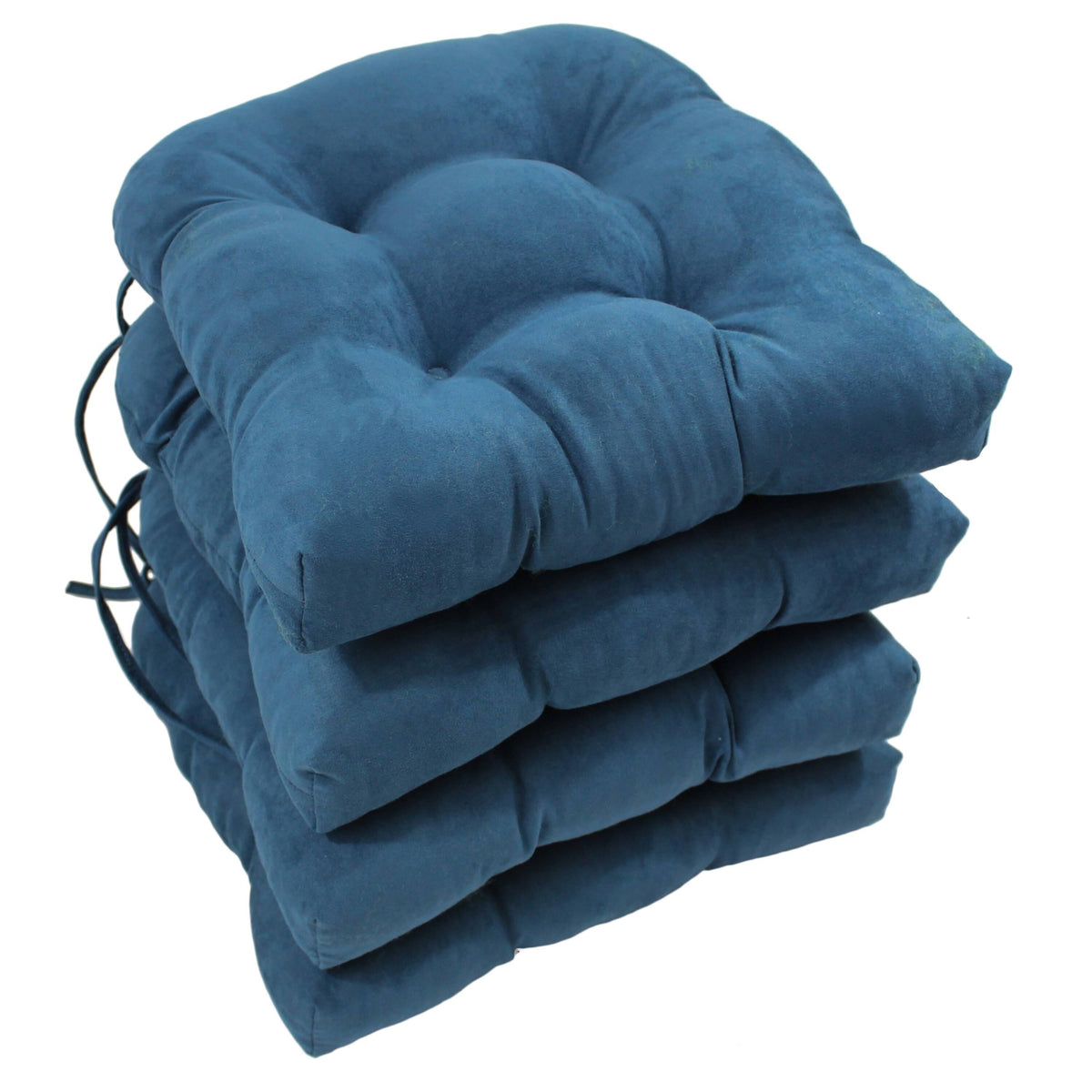 Blazing Needles16-inch U-Shaped MicroSuede Chair Cushions (Set of 4) Indigo - Product image 1