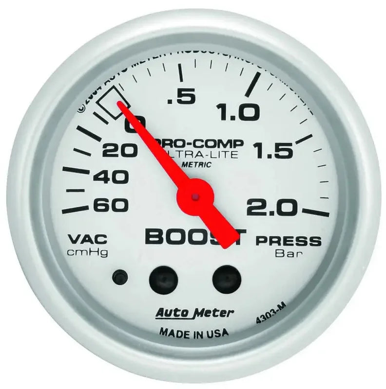 4303-M Auto Meter Products Gauge Boost/ Vacuum 2-1/16 Inch
