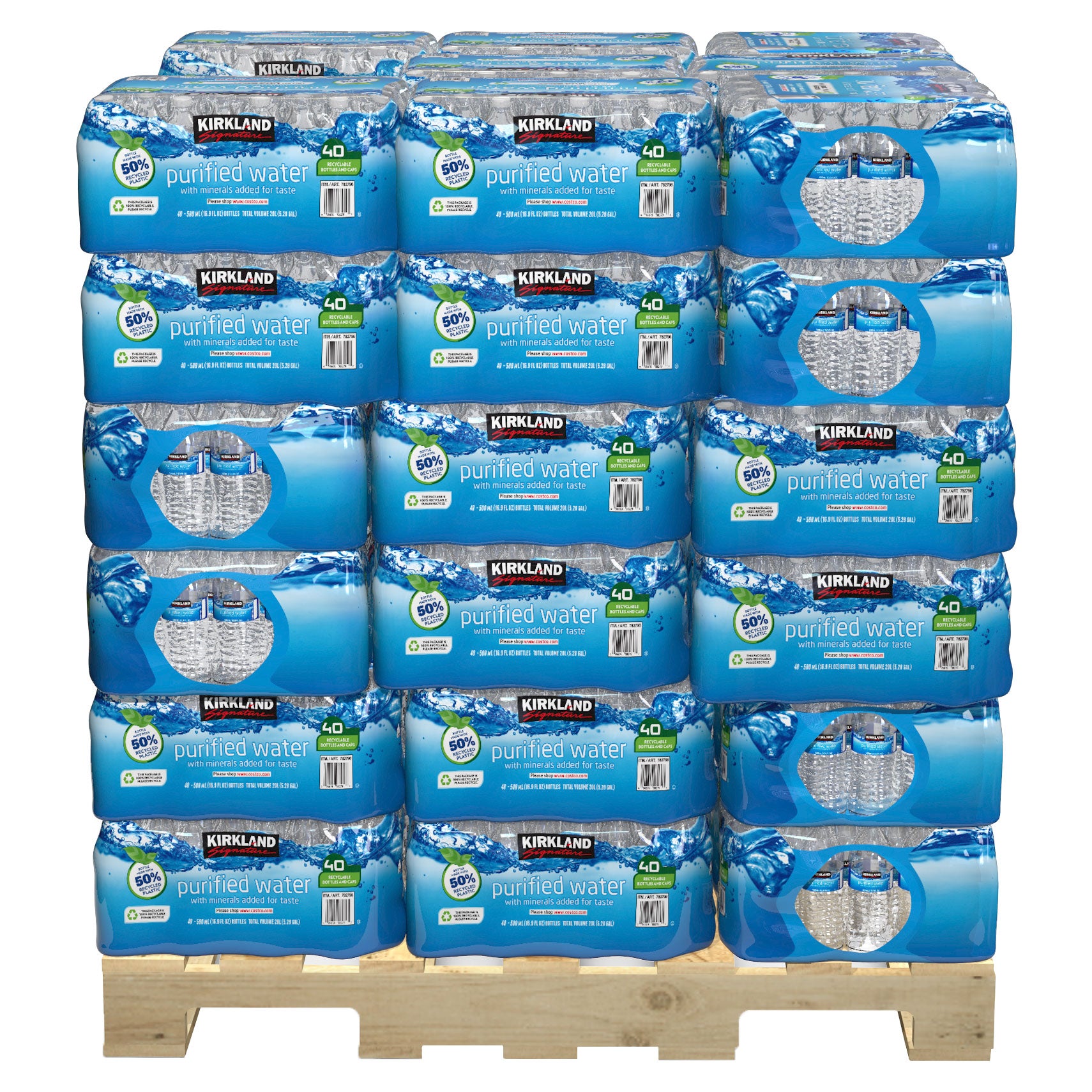 Kirkland Signature Bottled Water 16.9 Fl Oz, 40 - Count, 48 Case Pallet - Product image 1