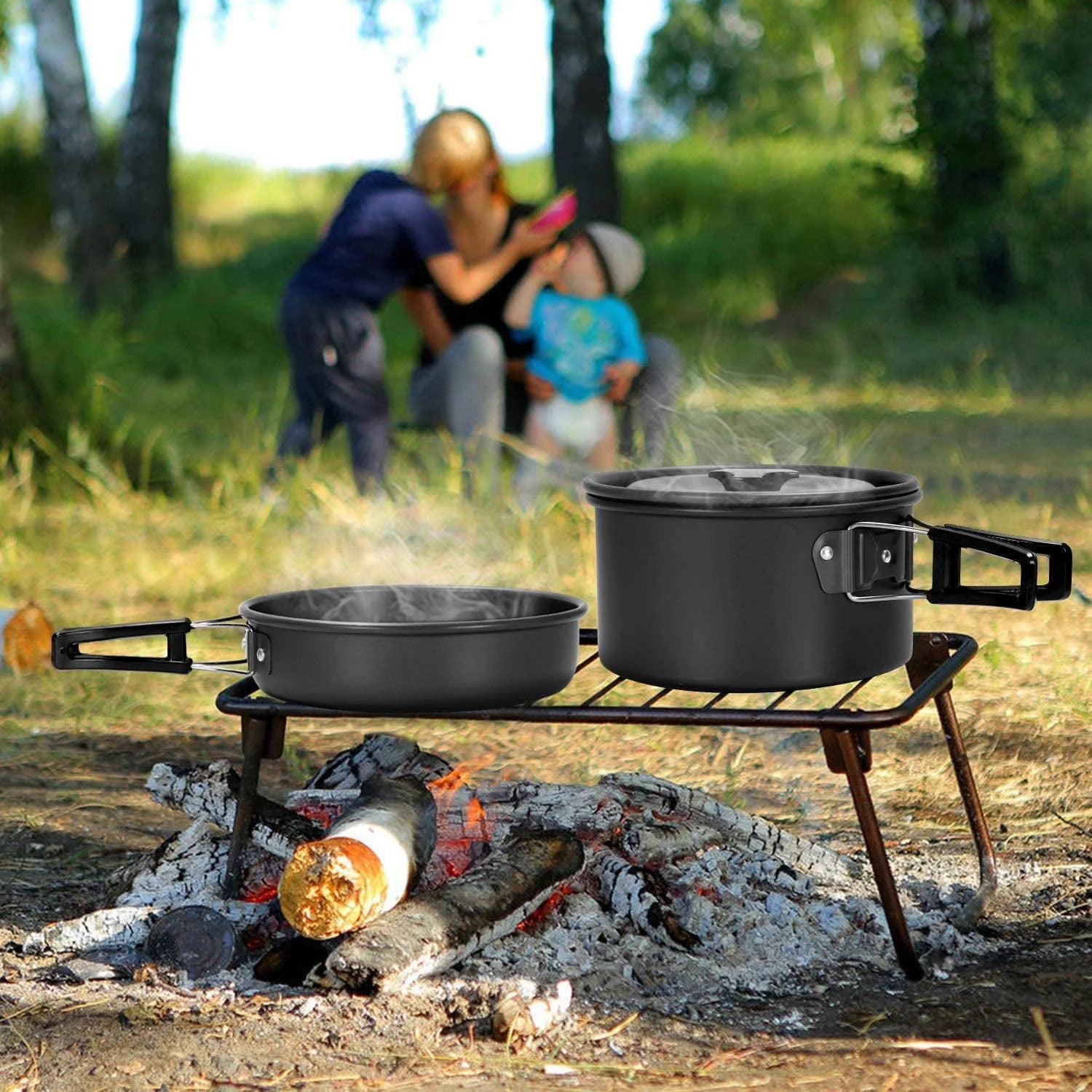 16pcs Camping Cookware Set with Folding Camping Stove, Non - Stick Lightweight Pot Pan Kettle Set with - Product image 6