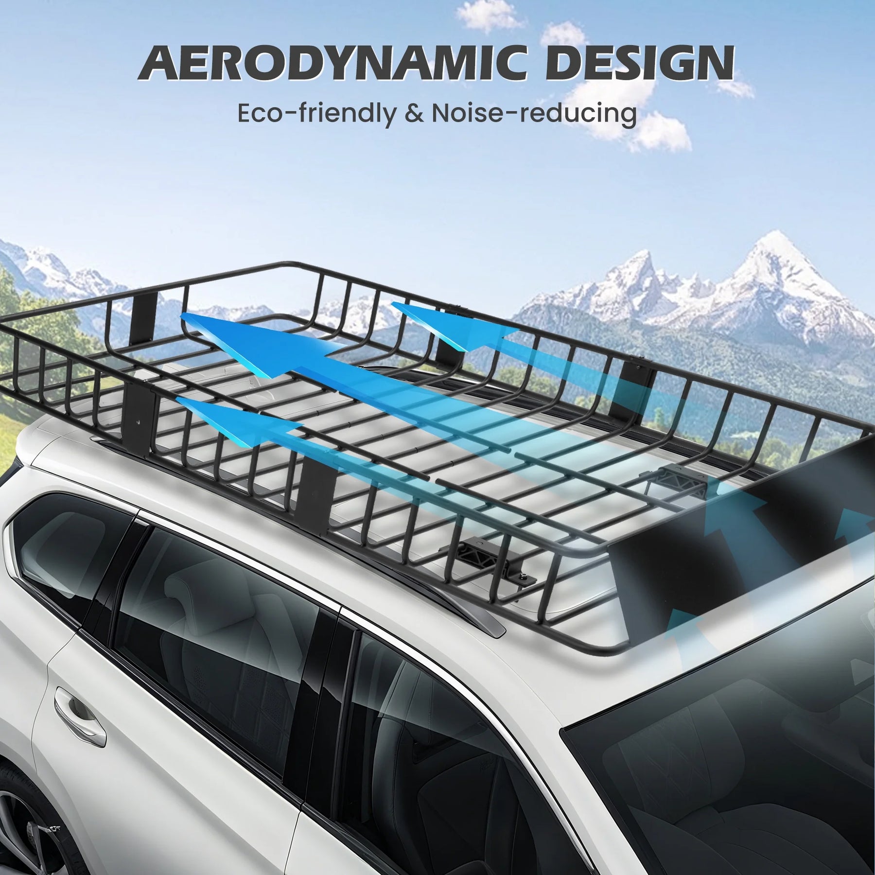 Naipo Roof Rack Cargo Basket, 500 lb, 64"x39"x6"extendable Roof Luggage Holder Rack with 4 U - Product image 7