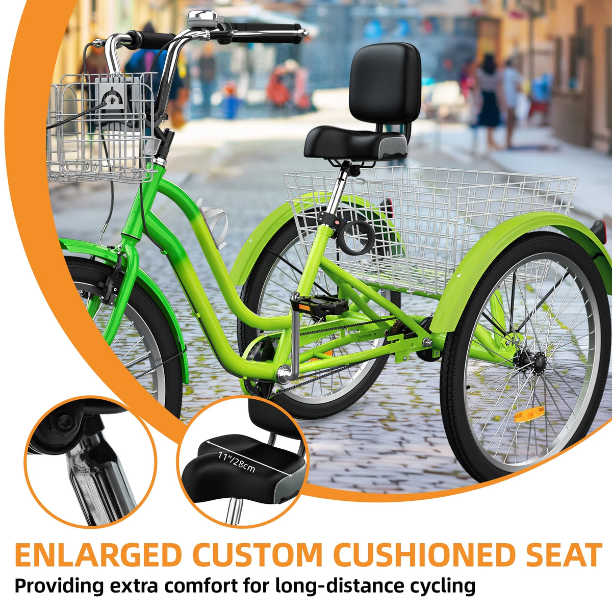 Dextrus 24 in 3 - Wheel Bike, Single Speed Adult Trike, Low Step - Through Cruiser with Front & Rear - Product image 51