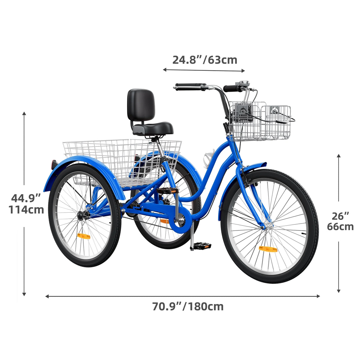 Dextrus 24 in 3 - Wheel Bike, Single Speed Adult Trike, Low Step - Through Cruiser with Front & Rear - Product image 11