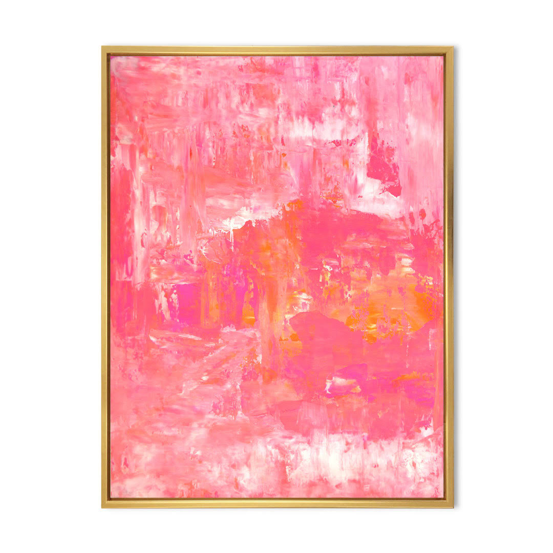 Orange and Pink Abstract Art Colorfields - Modern & Contemporary Canvas Wall Decor Wrought Studio Size - Product image 1