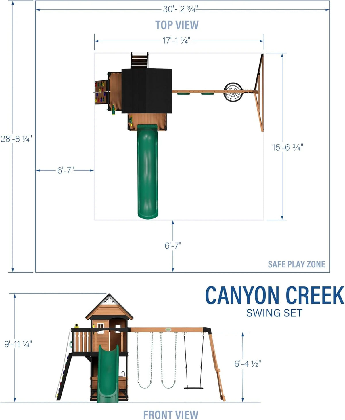 Backyard Discovery Canyon Creek Cedar Wood Swing Set with Wave Slide, Clubhouse, Play Kitchen, Picnic Area - Product image 2