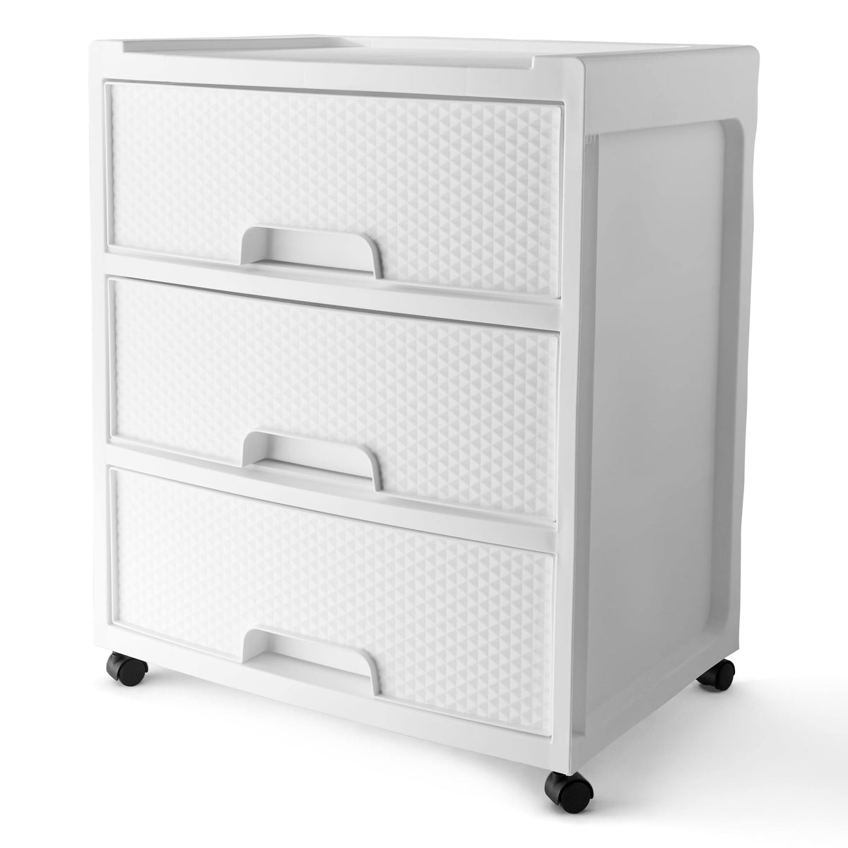 Mainstays 3 Drawer Wide Diamond Arctic White Plastic Storage Cart - Product image 1