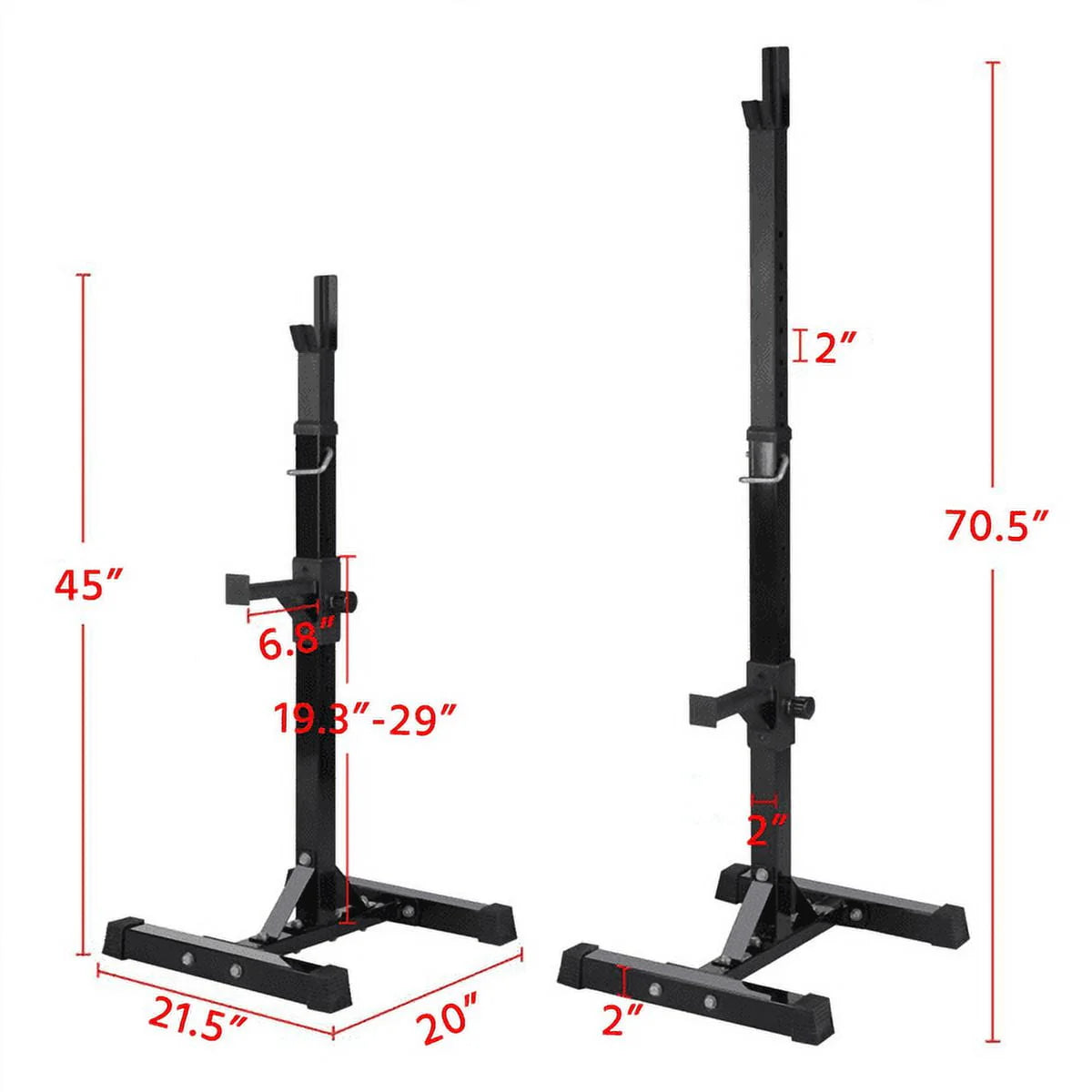 2 - Piece Adjustable Squat Stand Rack or Barbell Free Press Bench, Black - Product image 3