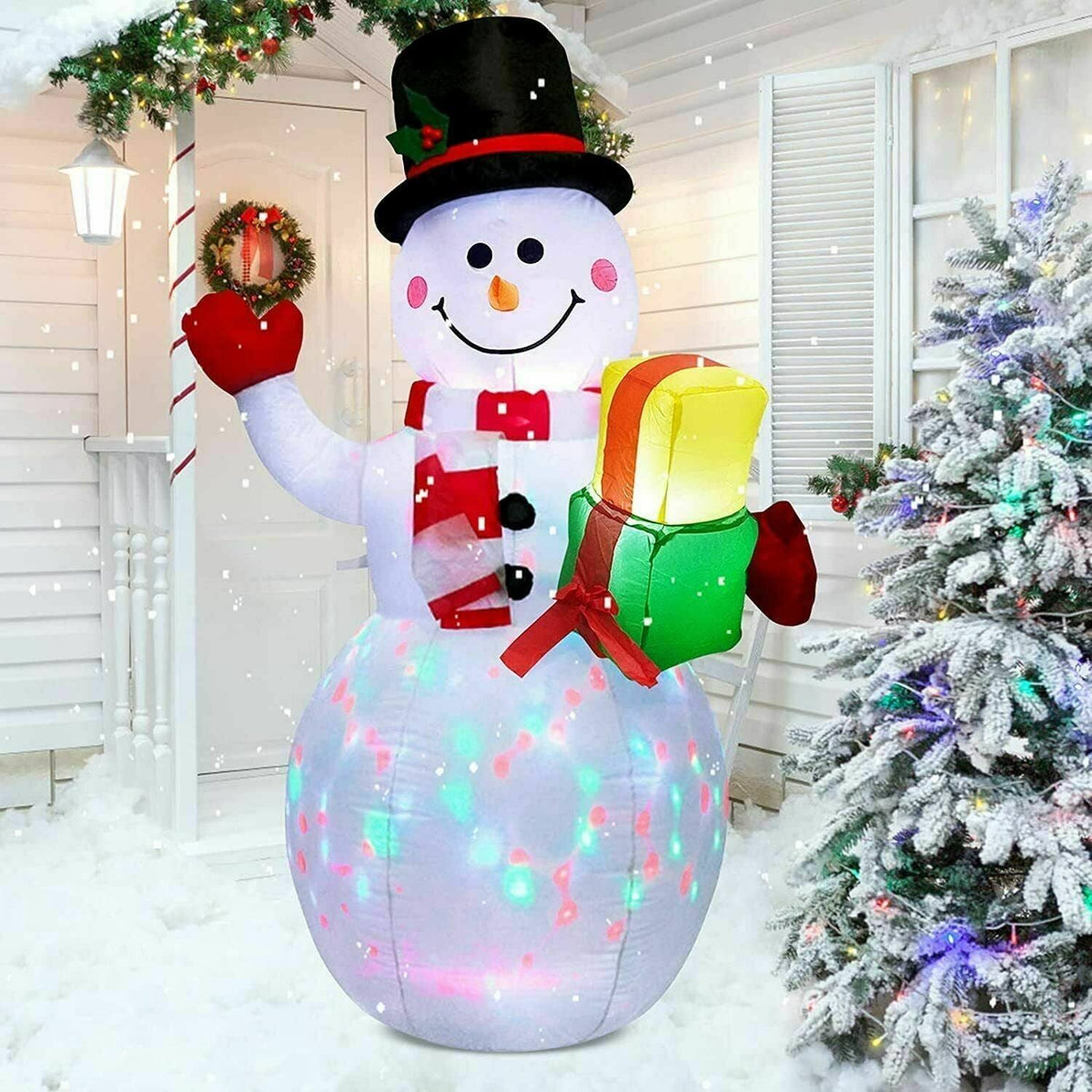 5ft Christmas Inflatables Snowman Outdoor Yard Decor with Rotating LED - Product image 1