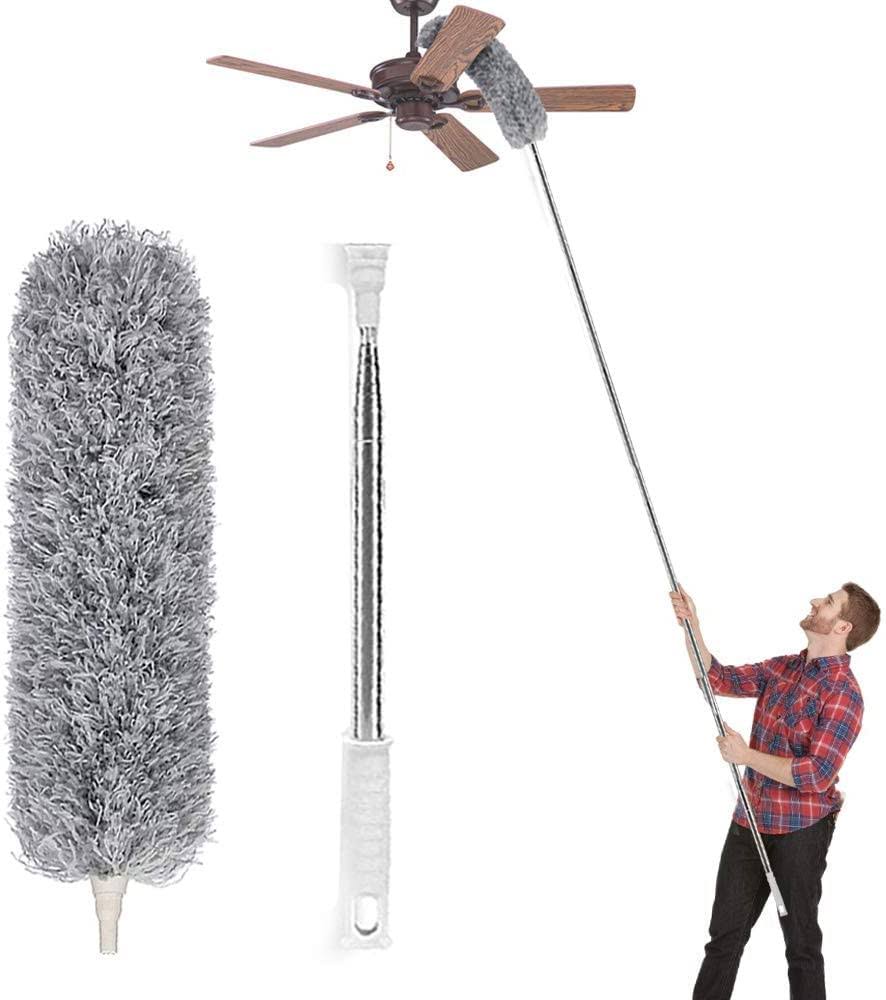 Lomida Microfiber Duster with Extension Pole(Stainless Steel) Extra Long 100 Inches with Bendable Head - Product image 1