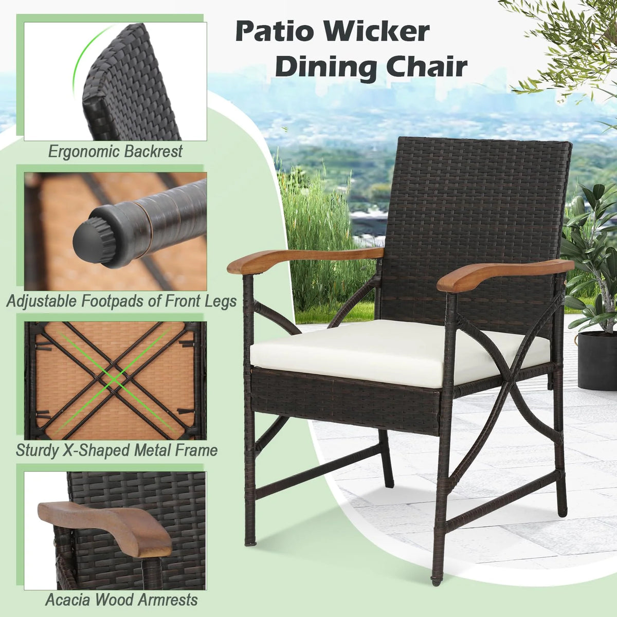 Tangkula Patio Wicker Chair Set of 2, Outdoor PE Rattan Chairs - Product image 9