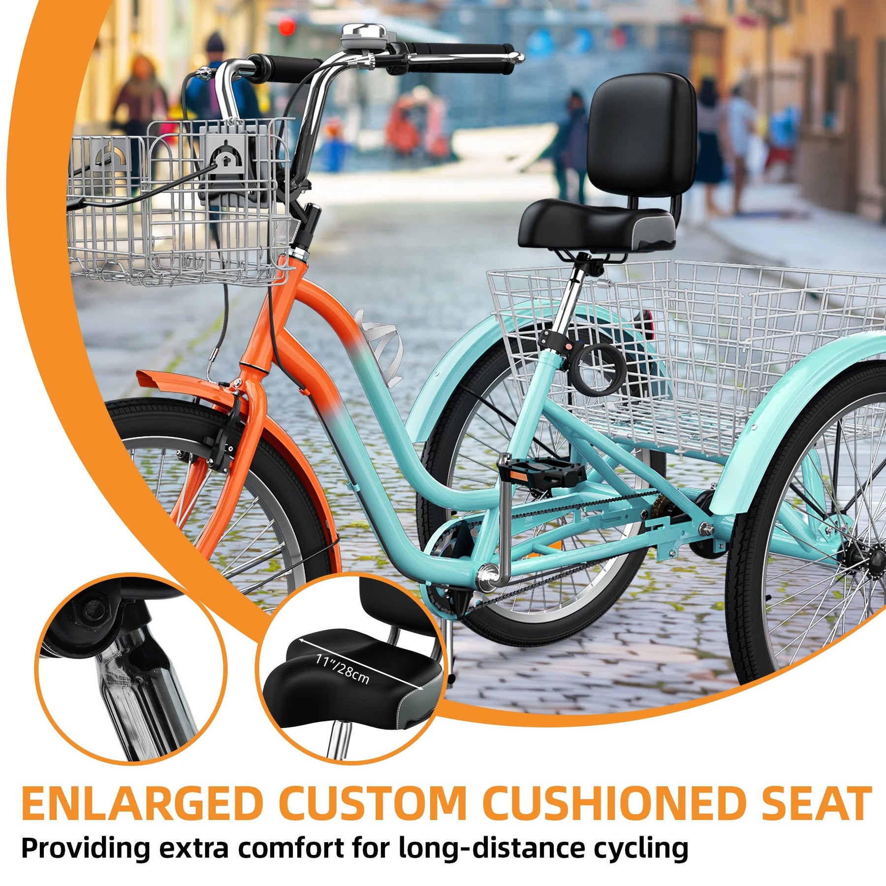 Dextrus 24 in 3 - Wheel Bike, Single Speed Adult Trike, Low Step - Through Cruiser with Front & Rear - Product image 46