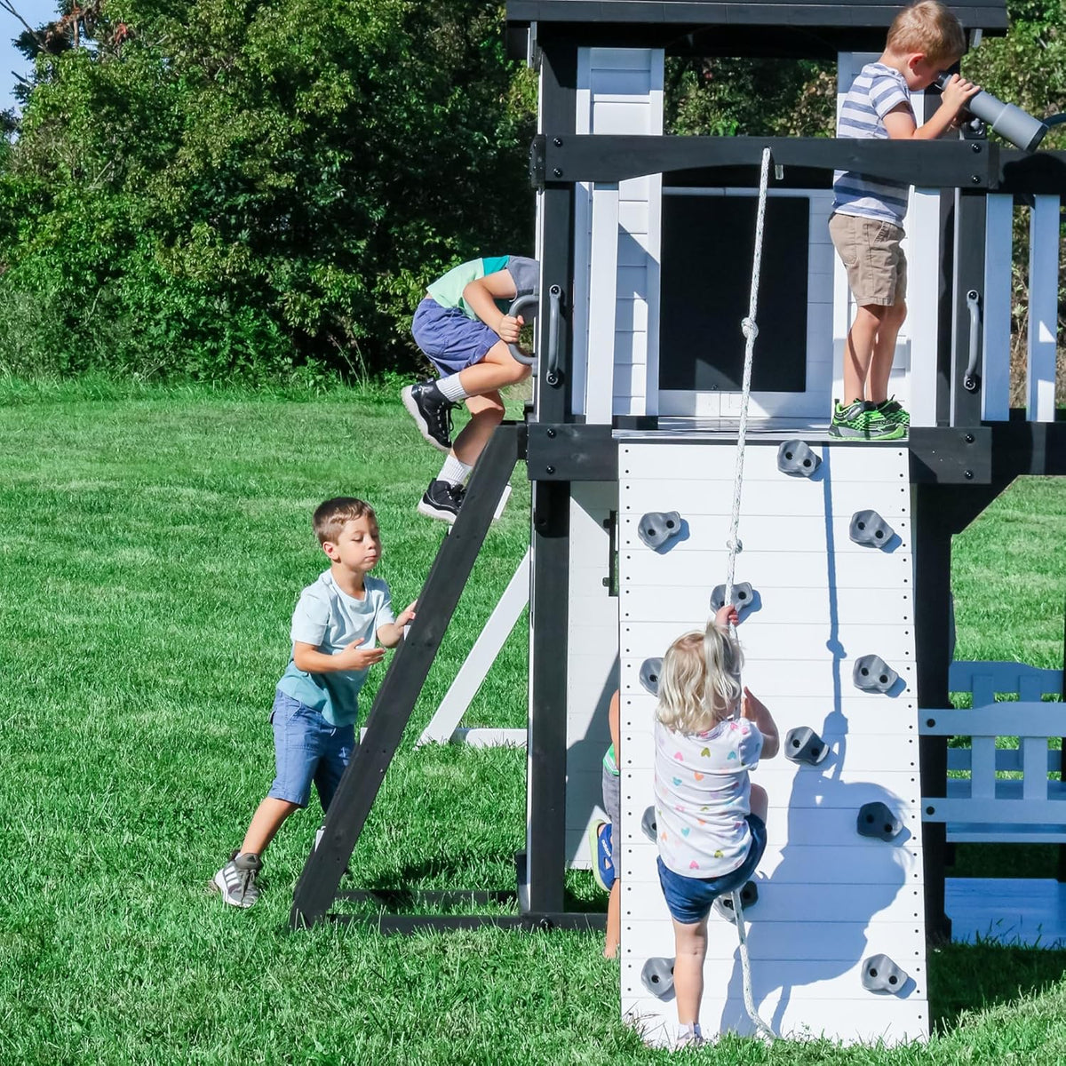 Backyard Discovery Canyon Creek Cedar Wood Swing Set with Wave Slide, Clubhouse, Play Kitchen - Product image 18