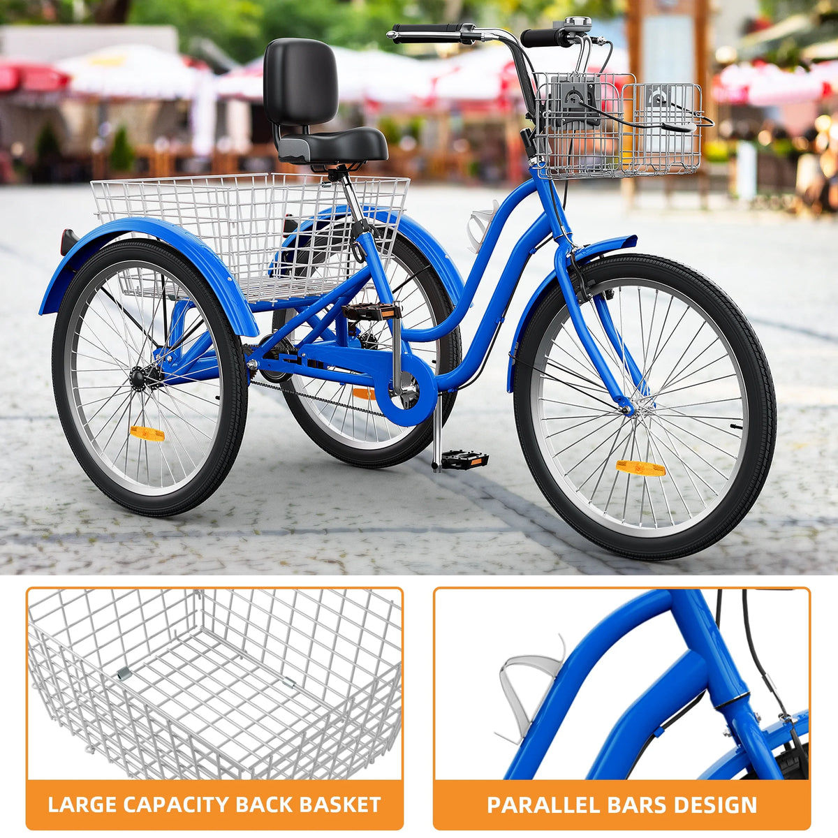 Dextrus 24 in 3 - Wheel Bike, Single Speed Adult Trike, Low Step - Through Cruiser with Front & Rear - Product image 16