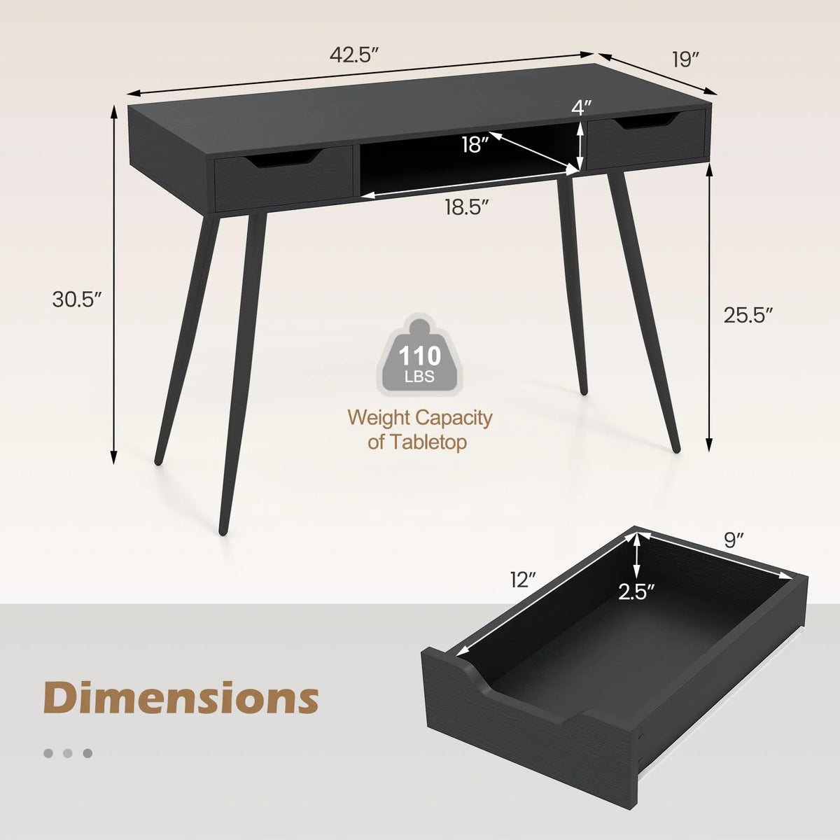 Tangkula Mid Century Modern Computer Desk for Home Office & Compact Spaces - Product image 3