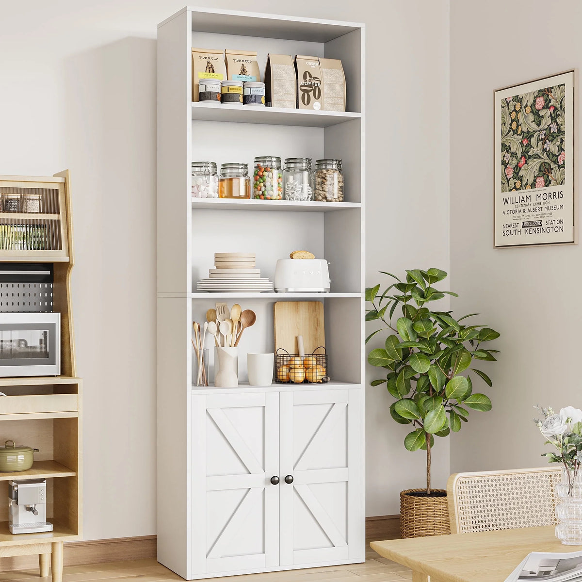 Furmax 1 Piece 4 - Shelf Farmhouse Bookcases 4 - Tier Bookshelf with Adjustable Shelves&Doors - Product image 2