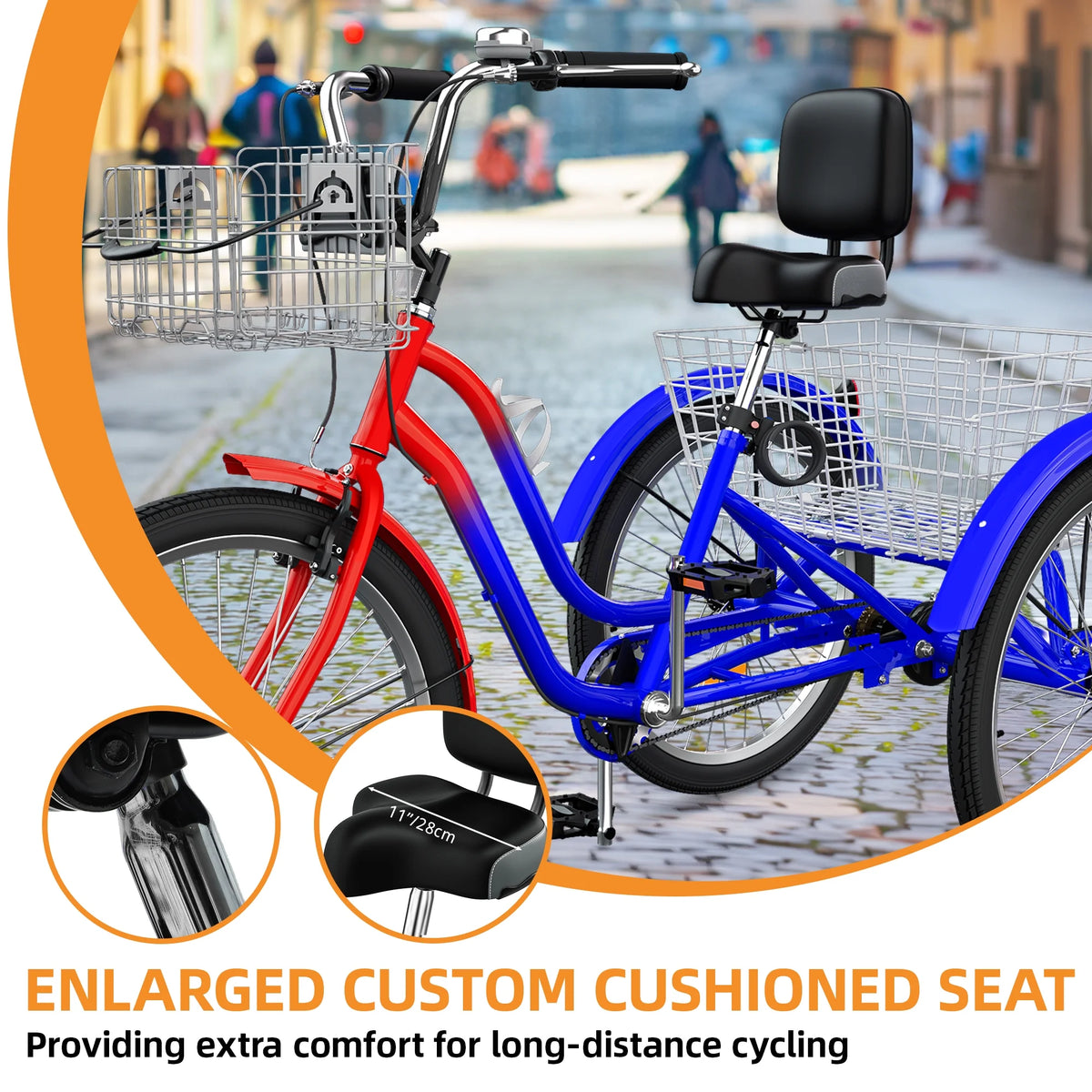 Dextrus 24 in 3 - Wheel Bike, Single Speed Adult Trike, Low Step - Through Cruiser with Front & Rear - Product image 22