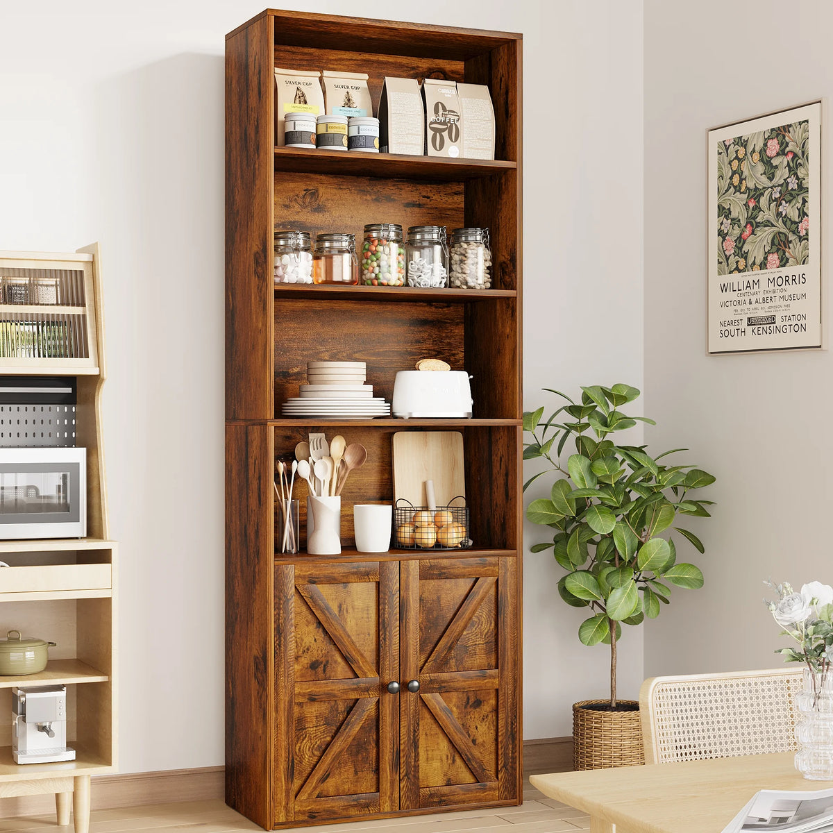 Furmax 1 Piece 4 - Shelf Farmhouse Bookcases 4 - Tier Bookshelf with Adjustable Shelves&Doors - Product image 23