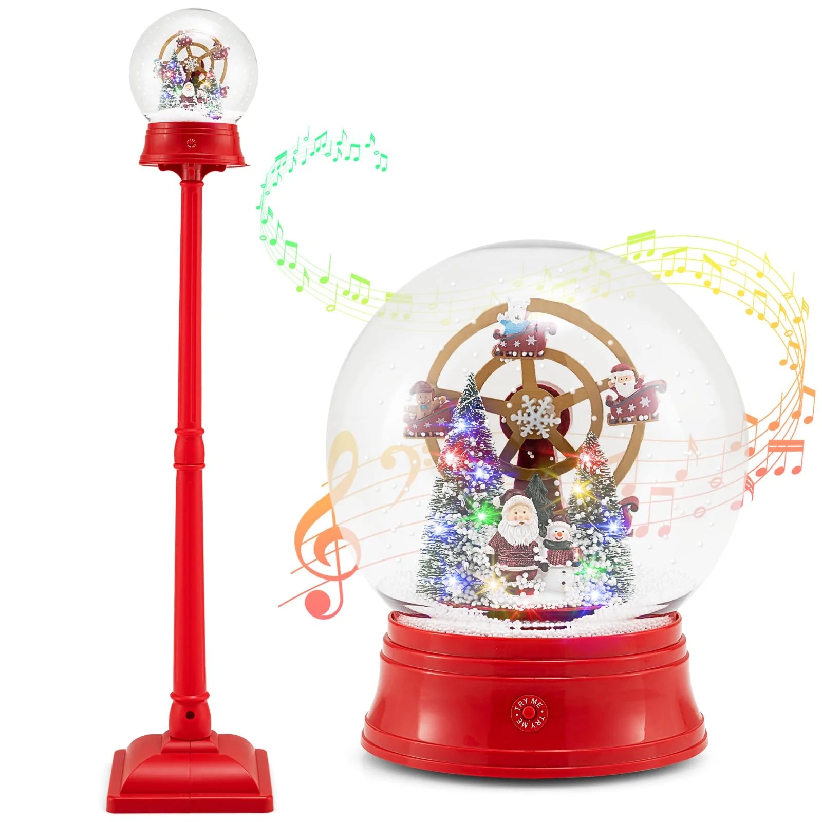Tangkula 5.3 Ft 2-in-1 Musical Christmas Street Lamp with Falling Snow - Product image 1