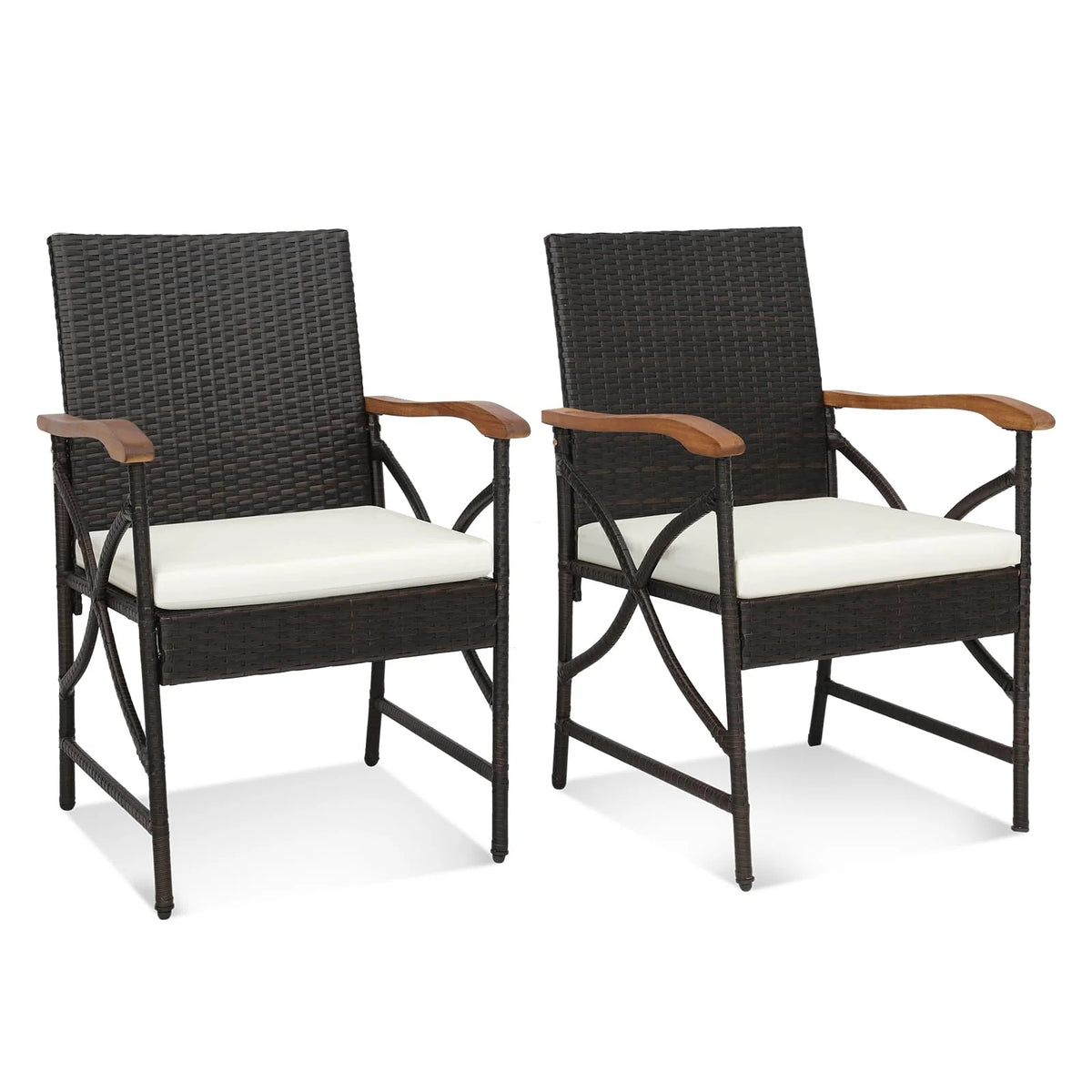 Tangkula Patio Wicker Chair Set of 2, Outdoor PE Rattan Chairs - Product image 1
