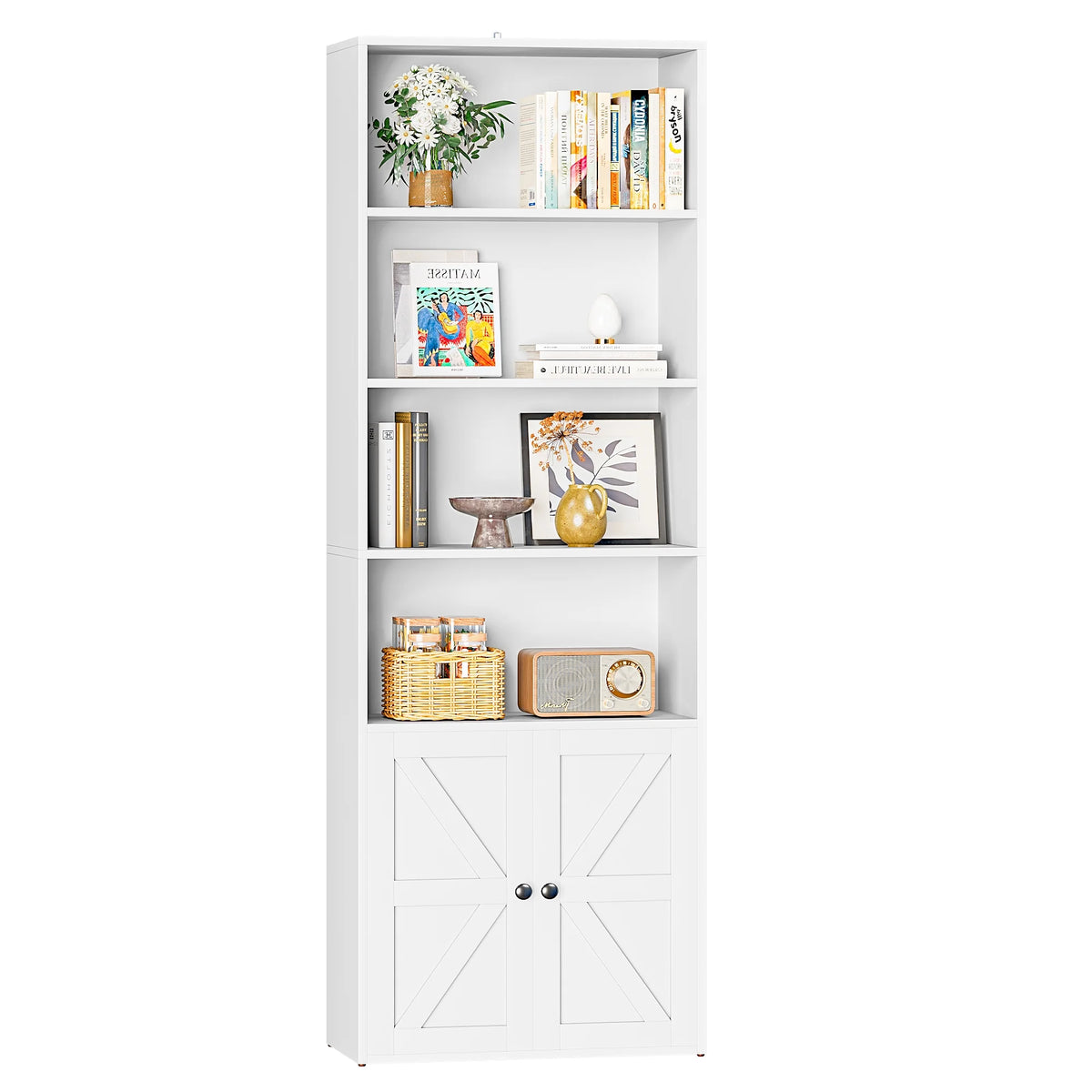 Furmax 1 Piece 4 - Shelf Farmhouse Bookcases 4 - Tier Bookshelf with Adjustable Shelves&Doors - Product image 10
