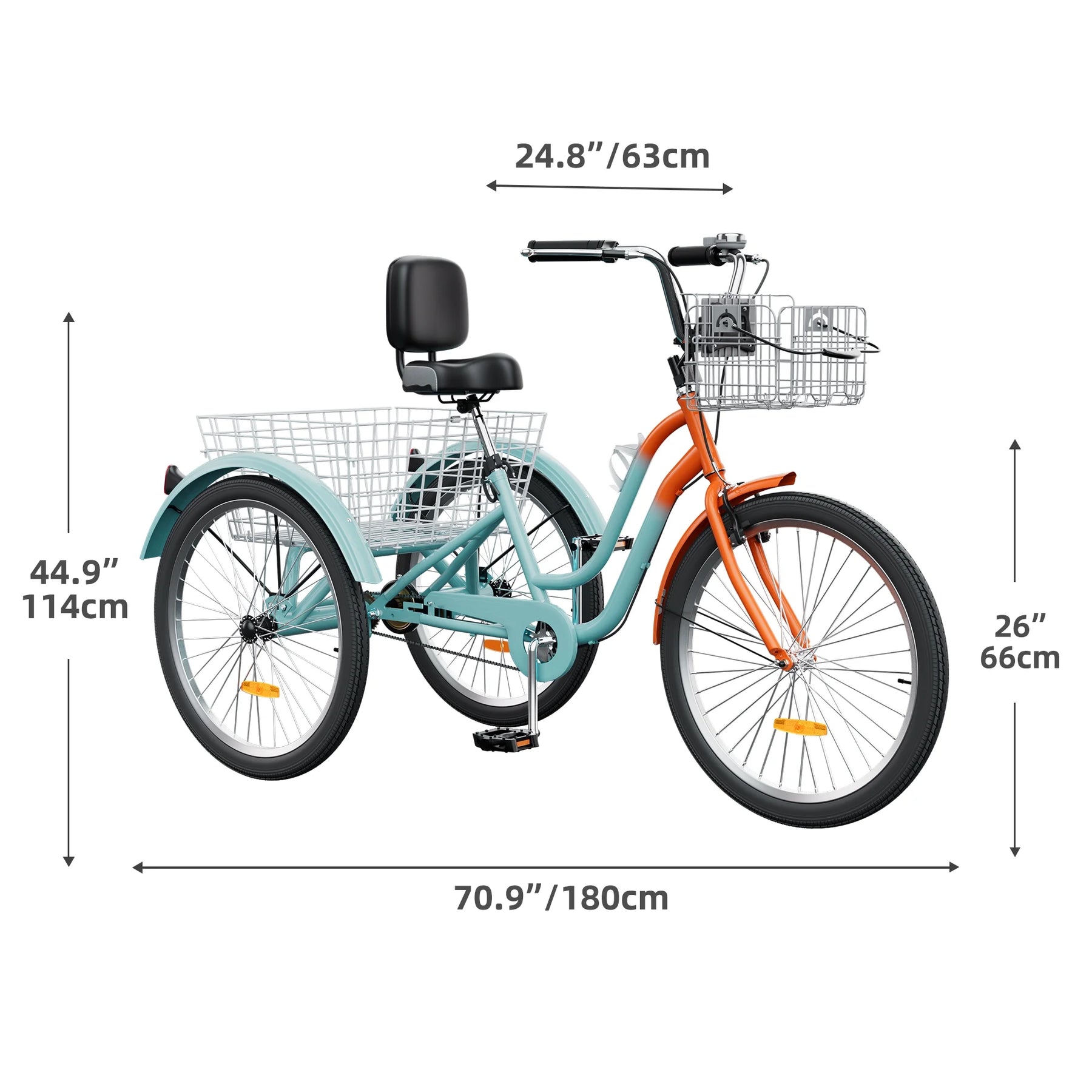 Dextrus 24 in 3 - Wheel Bike, Single Speed Adult Trike, Low Step - Through Cruiser with Front & Rear - Product image 44
