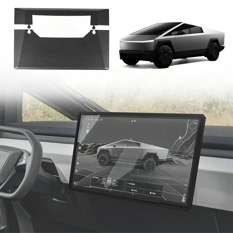 Cybertruck Display Back Overlay | Real Dry Carbon Fiber Center Screen Cover