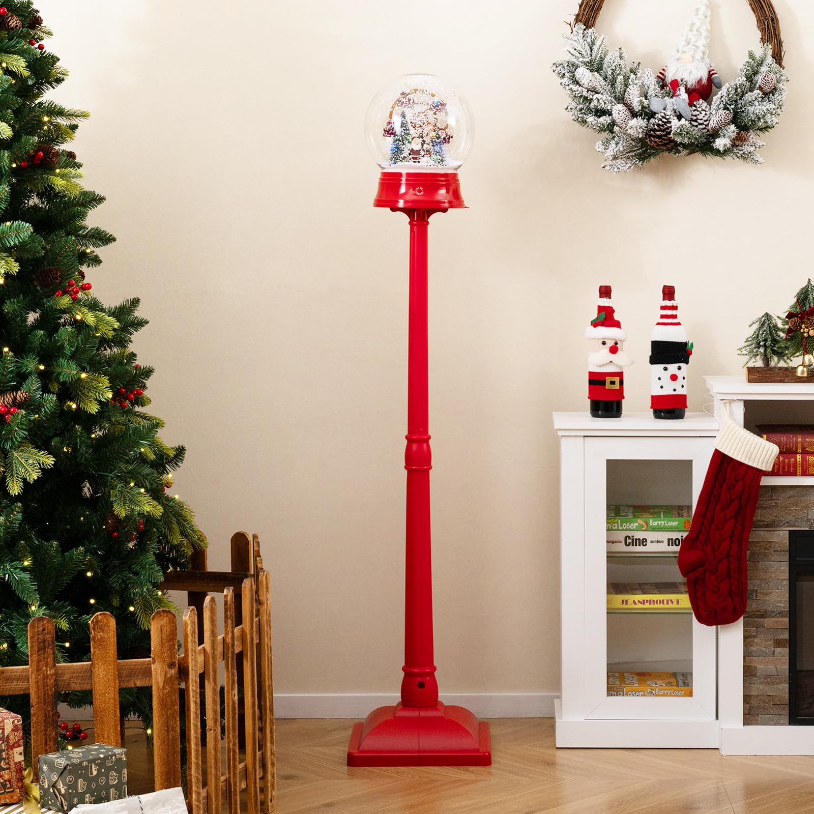 Tangkula 5.3 Ft 2-in-1 Musical Christmas Street Lamp with Falling Snow - Product image 2