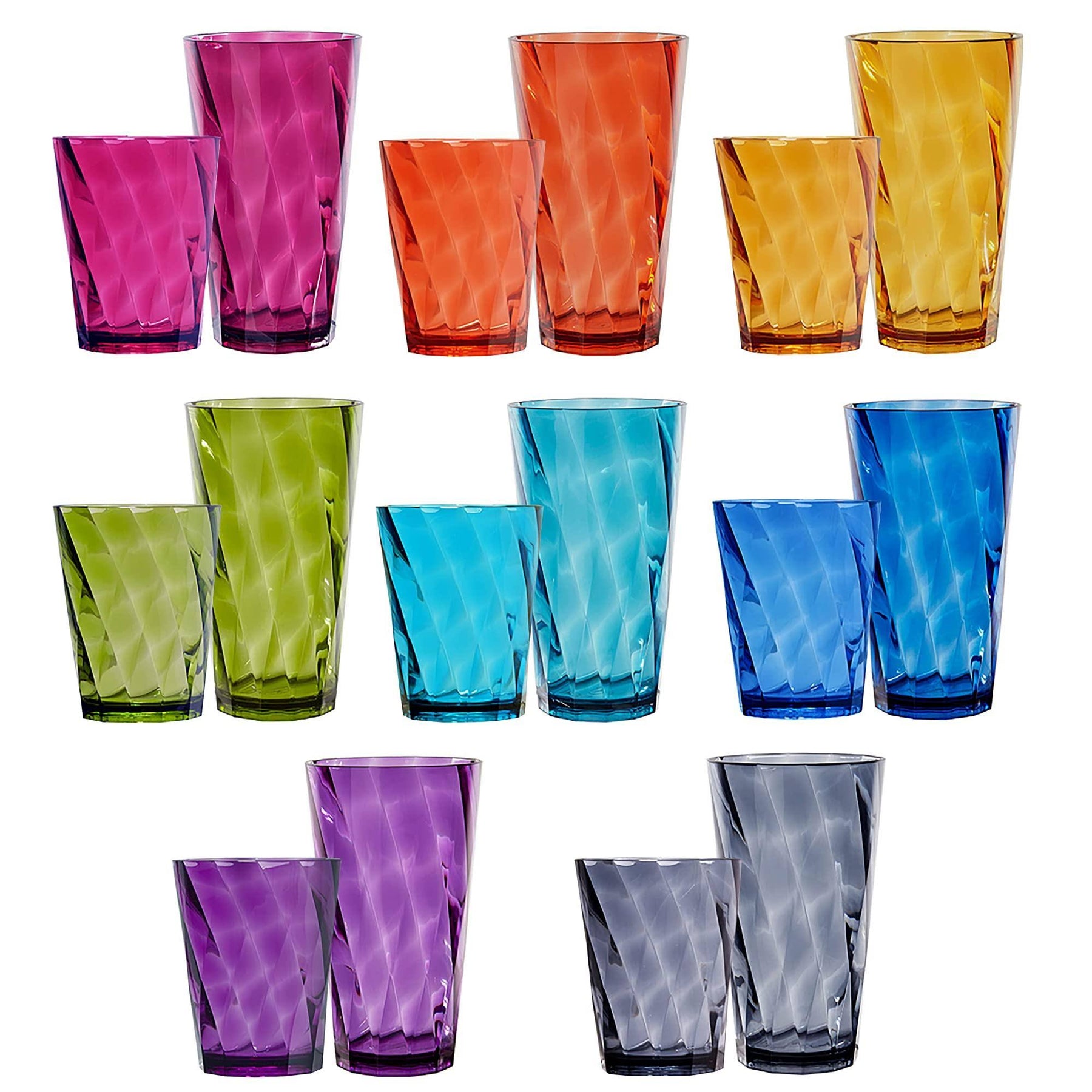 US Acrylic Optix 16-Piece Plastic Stackable Tumblers in Jewel Tone Colors - 8 Each - Product image 1