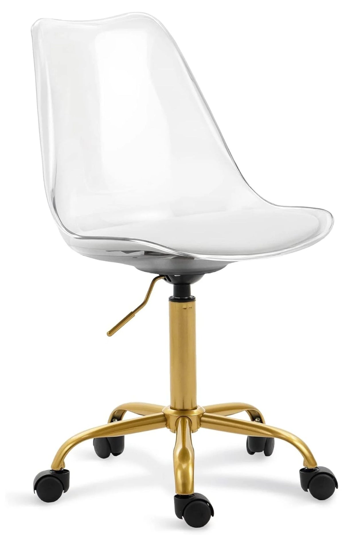 Echoworld Clear Rolling Chair, Armless Desk Chair with Golden Feet Swivel Molded Plastic Shell Adjustable - Product image 41