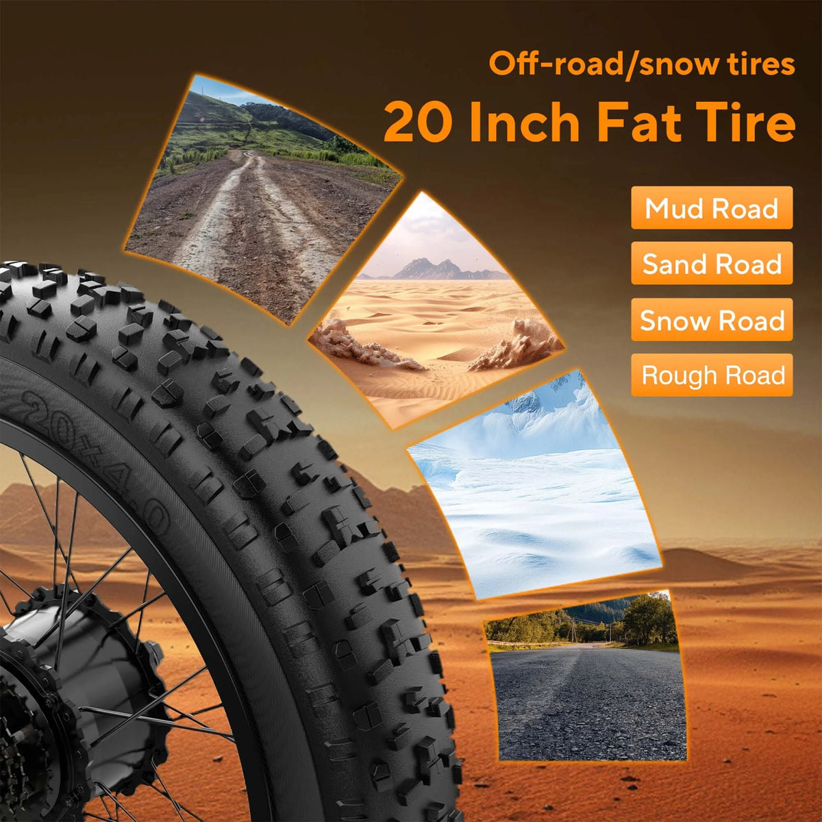 Electric Bike for Adults 20" Fat Tire, Max 32MPH Ebike, 1500W Peak E - Mountain Bike 48V 15ah UL2849 - Product image 4
