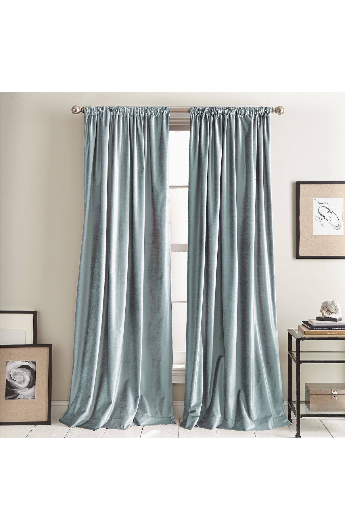 Dkny Modern Knotted Velvet 84" x 50" Window Panel Pair - Aqua - Product image 1