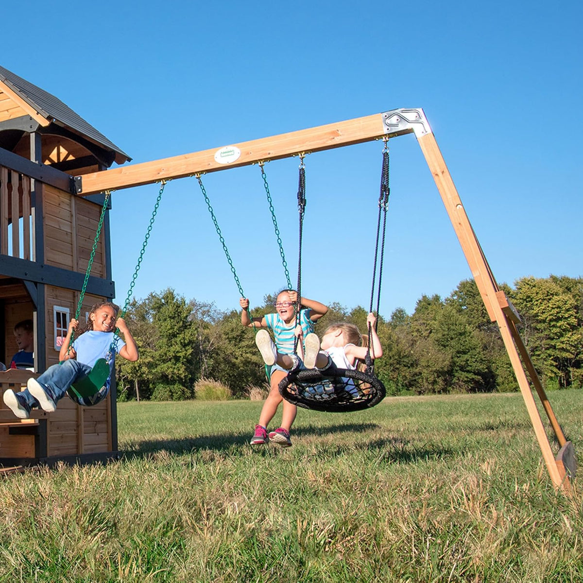 Backyard Discovery Canyon Creek Cedar Wood Swing Set with Wave Slide, Clubhouse, Play Kitchen, Picnic Area - Product image 8