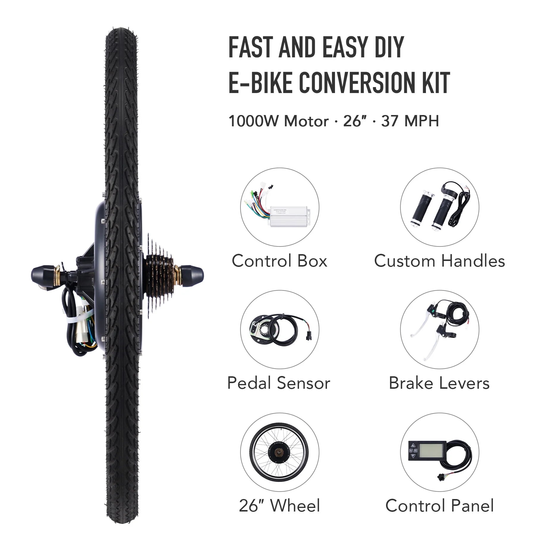 Viribus Electric Bike Conversion Kit 26" Rear Wheel 1000W Hub Motor LCD Ebike DIY Set - Product image 14