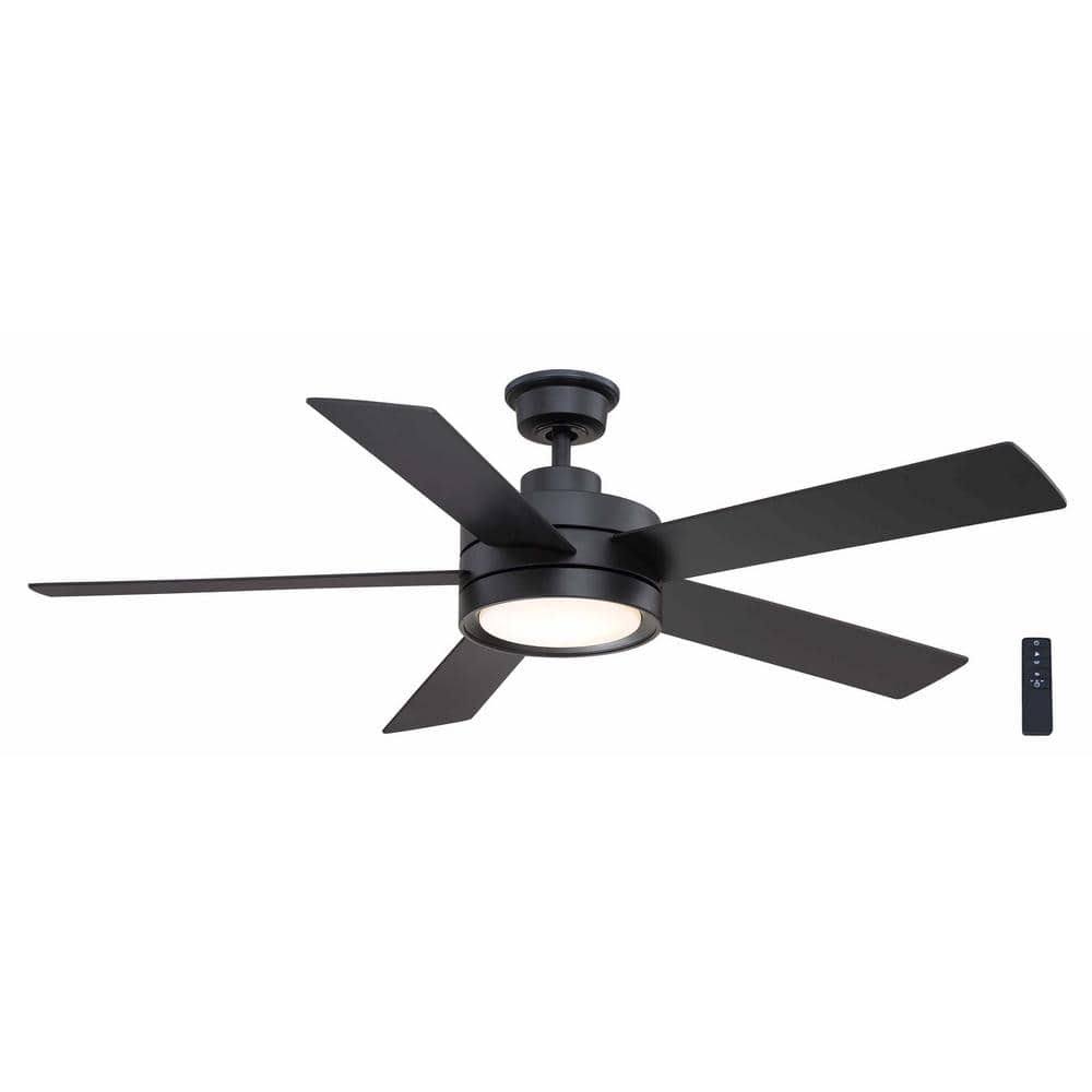 Baxtan 56 in. LED Matte Black Ceiling Fan with Light and Remote Control - Product image 1