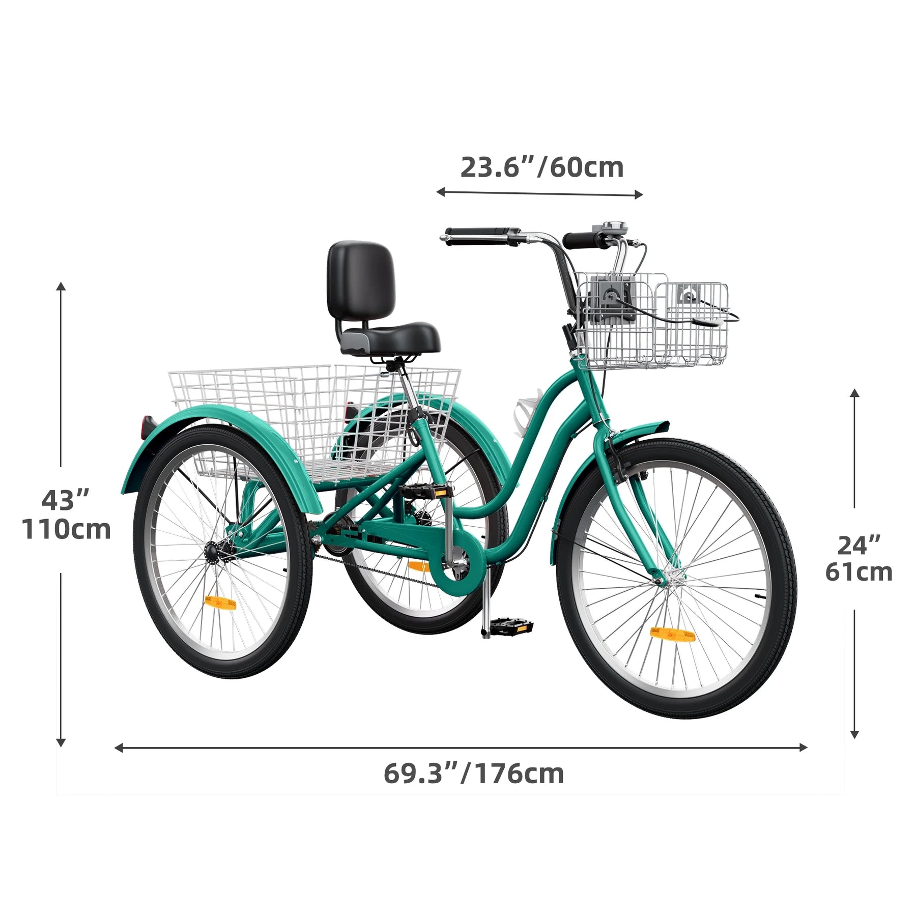 Dextrus 24 in 3 - Wheel Bike, Single Speed Adult Trike, Low Step - Through Cruiser with Front & Rear - Product image 30