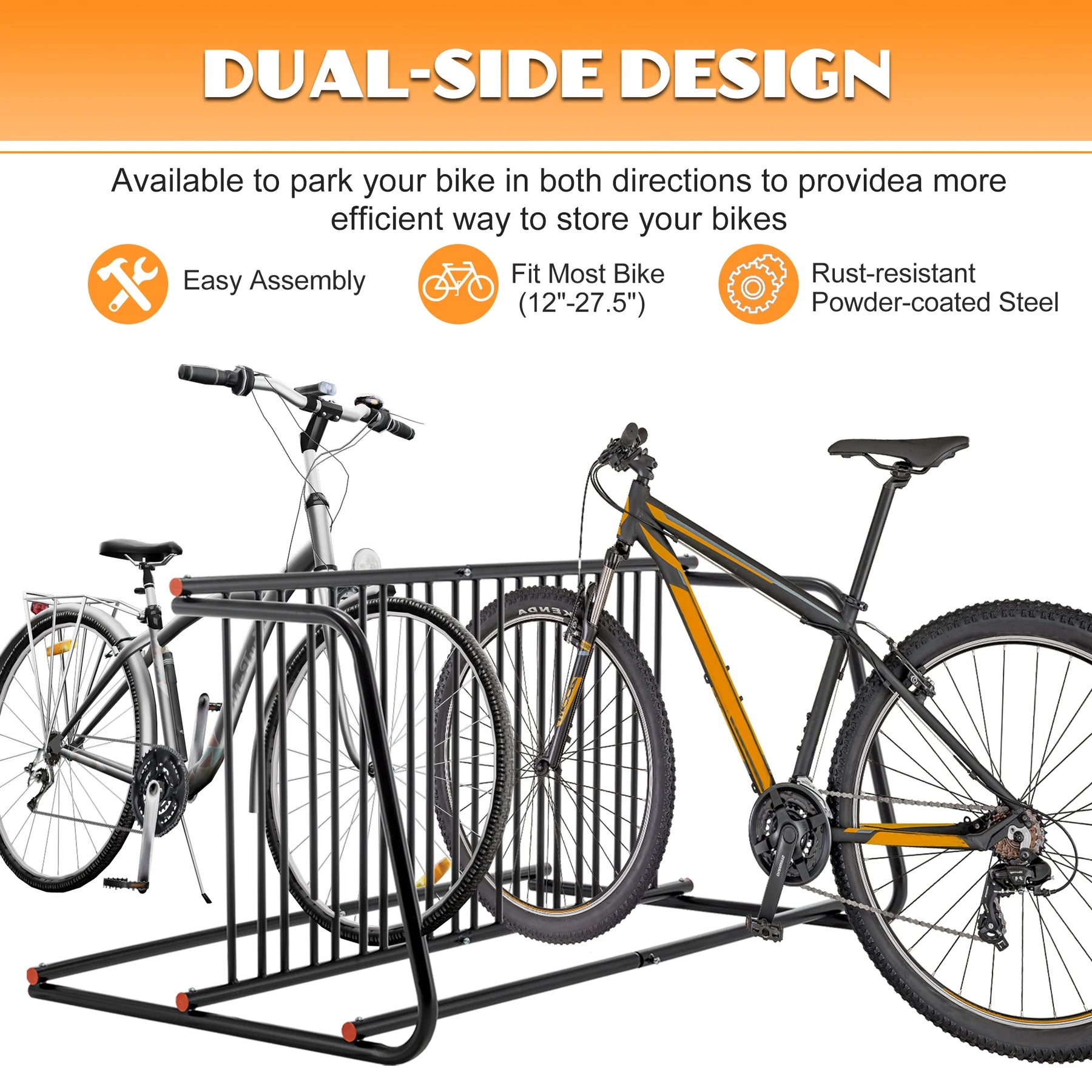AECOJOY Commercial Floor Bike Rack Stand, 10-Bike Capacity Dual Sided Bicycle Storage Stand Floor Parking - Product image 9