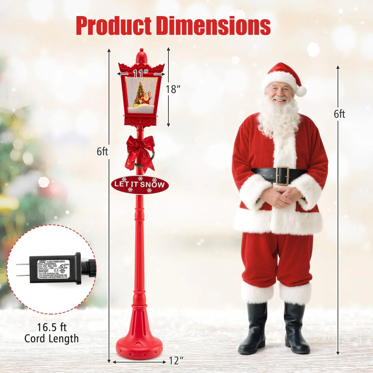 Tangkula 8 ft Musical Christmas Street Light Indoor/Outdoor Lamp Post with Warm White LEDs - Product image 5