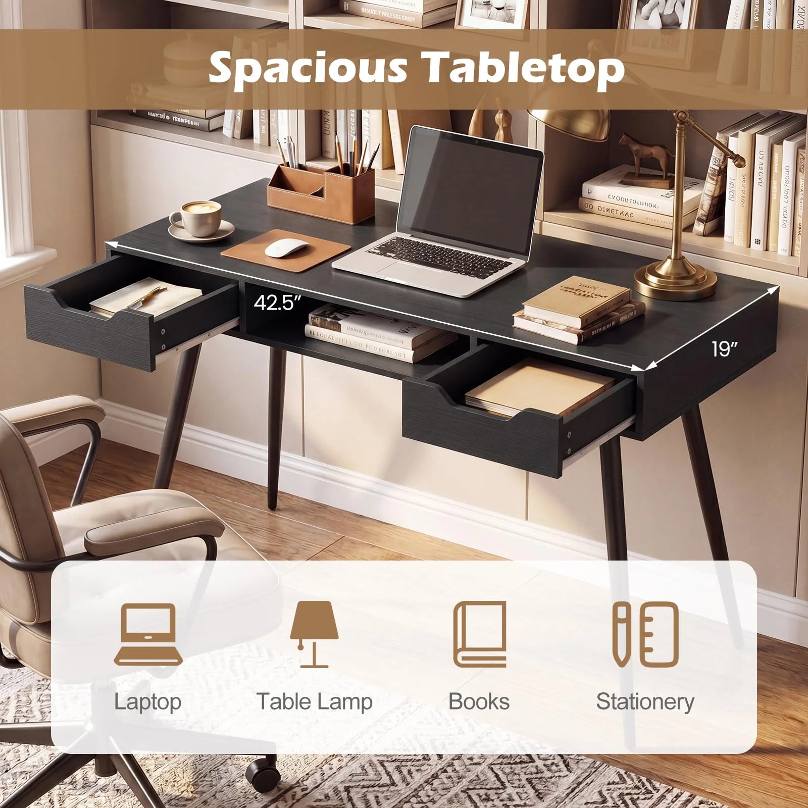 Tangkula Mid Century Modern Computer Desk for Home Office & Compact Spaces - Product image 9