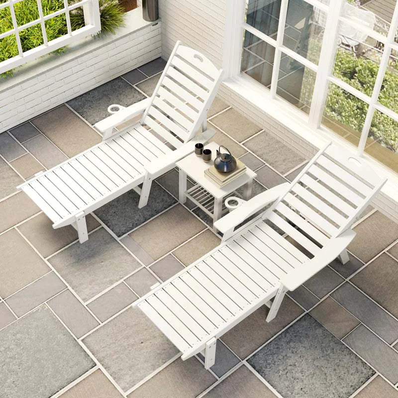 Outdoor Chaise Lounge Chair with 4-Position Backrest & Cup Holder, Weatherproof HDPE Reclining Patio Chair - Product image 4