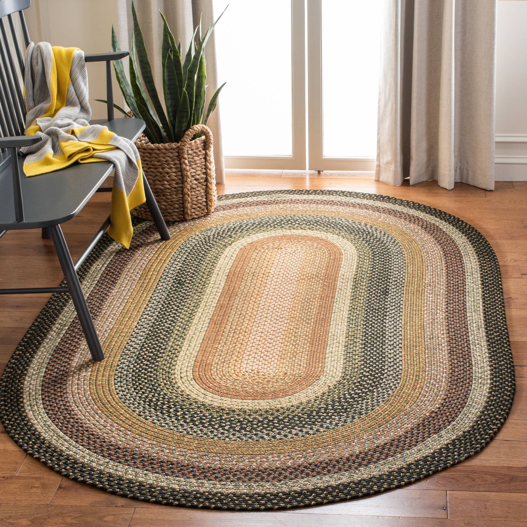 Safavieh Braided Blue/Multi Area Rug; Oval 3' x 5' - Product image 1