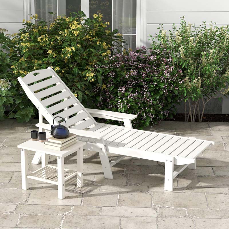 Outdoor Chaise Lounge Chair with 4-Position Backrest & Cup Holder, Weatherproof HDPE Reclining Patio Chair - Product image 2
